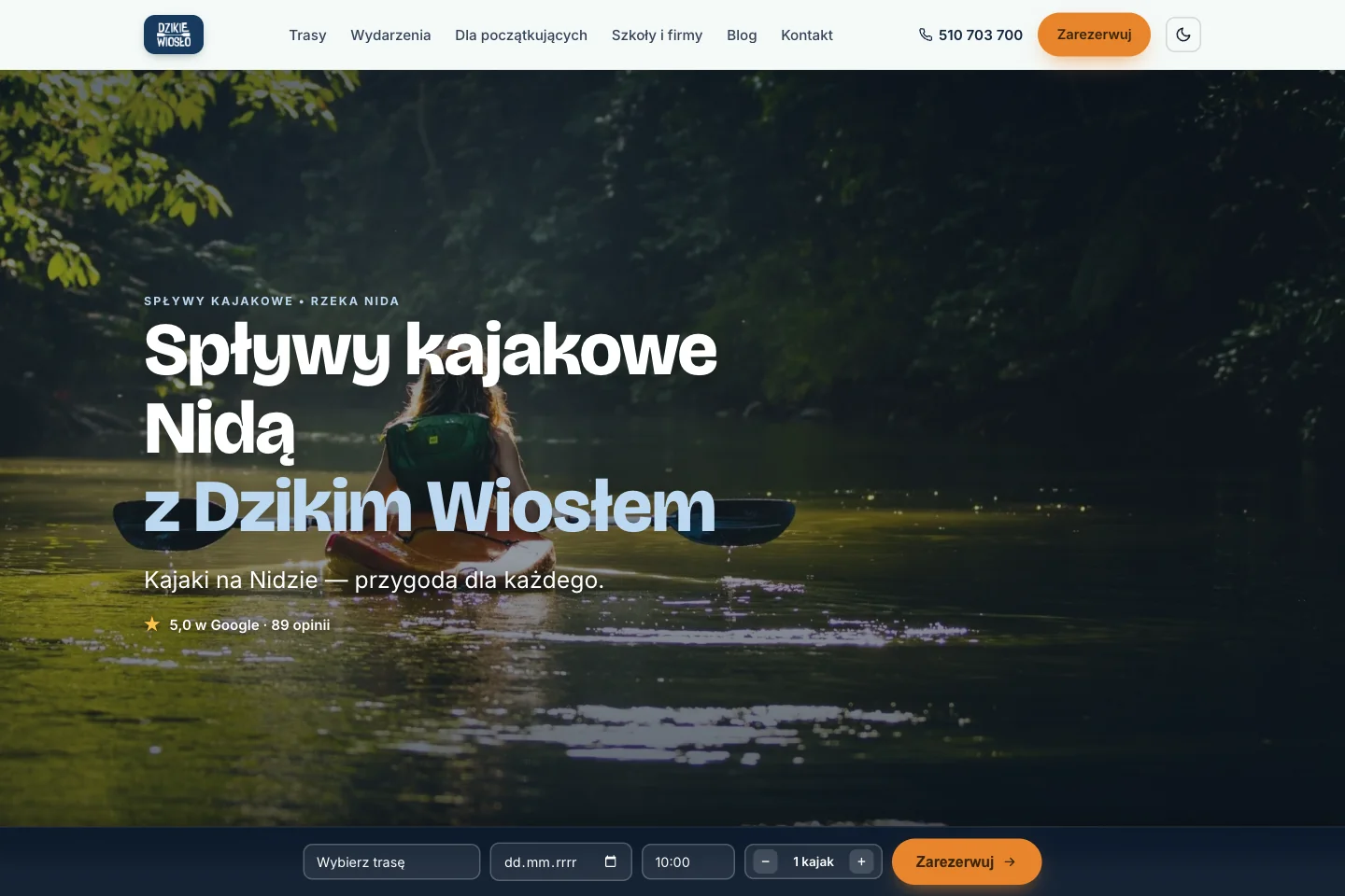 Dzikie Wiosło — Pierwsze wrażenie, zrzut strony realizacji ISIKO